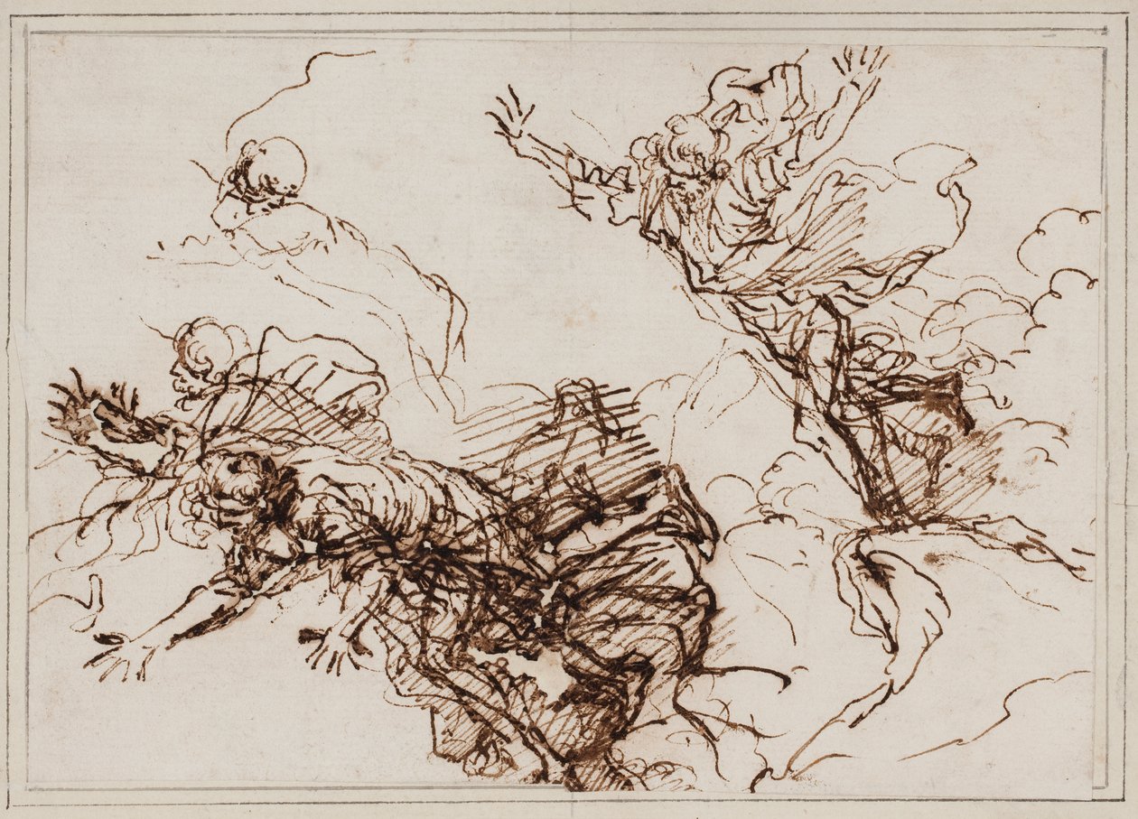 Tanulmányok Empedoklész haláláról, 1666 után (toll, barna tinta) alkotó: Salvator Rosa