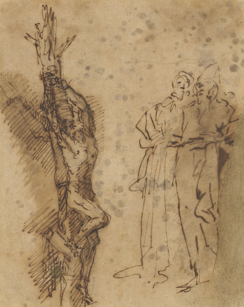 Tanulmány a Polycrates számára? Keresztre feszítés, 1662 körül alkotó: Salvator Rosa