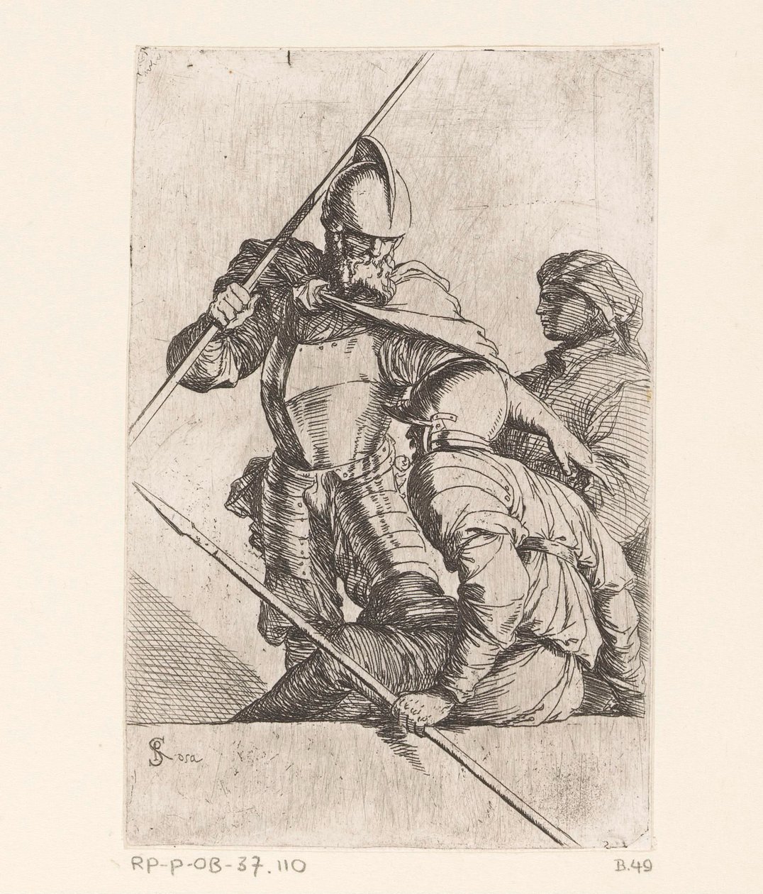 Két katona és egy turbános alak Kis figurák (sorozat címe) Figura (sorozat címe) alkotó: Salvator Rosa