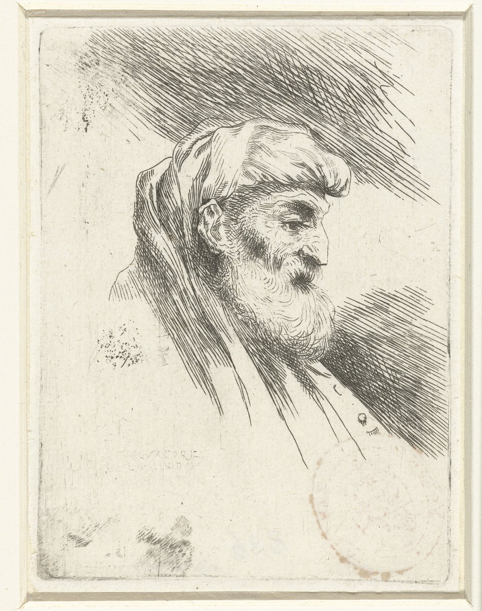 Egy szakállas öregember feje Kis tanulmány fejekről keleti fejfedővel (sorozat címe) alkotó: Salvatore Castiglione (signed by artist)