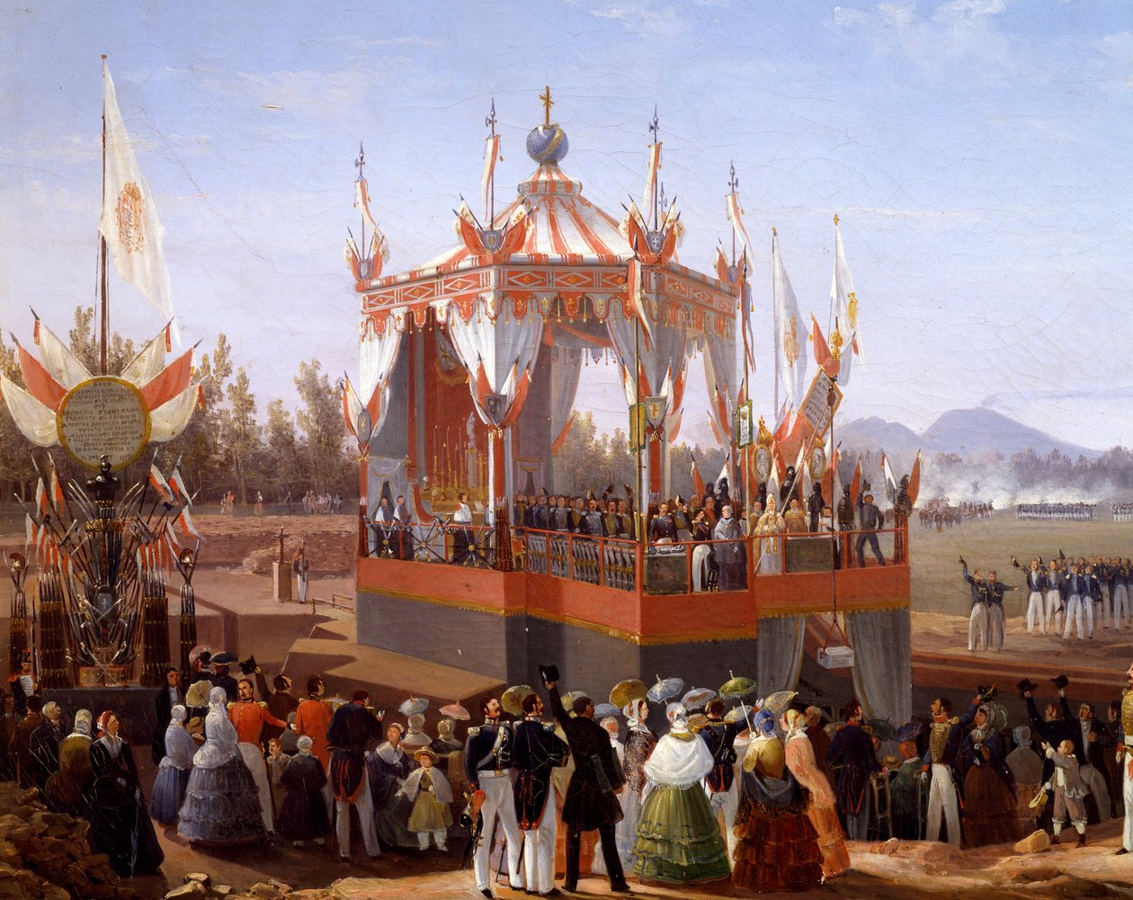 I. Ferenc és Maria Isabella hivatalos ceremónián vesz részt a Nápolyi Arzenálban, Salvatore Fergola (1799-1874), Detail, Olaszország alkotó: Salvatore Fergola