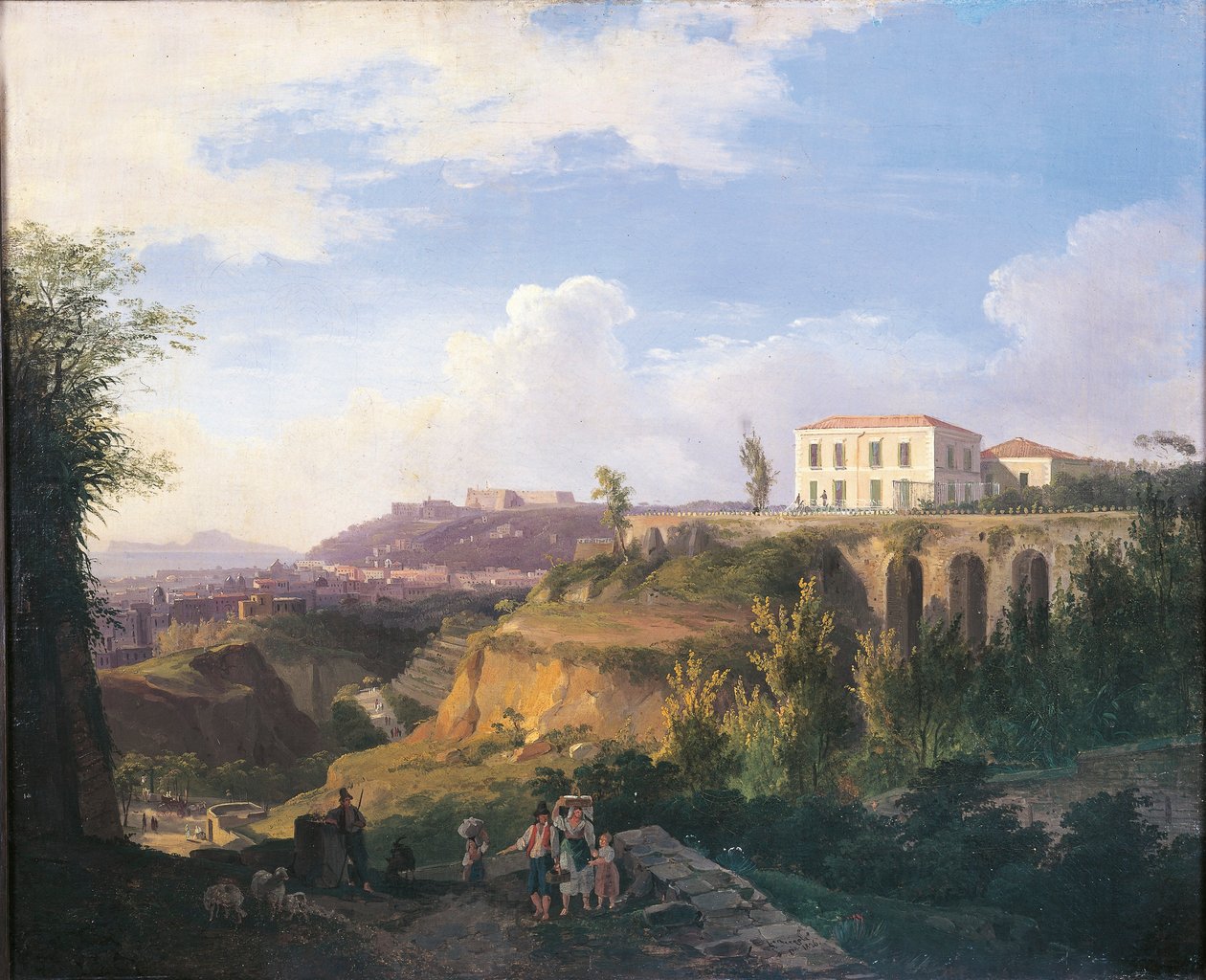 Olaszország, Nápoly, kilátás a Villa Ruffo tanyára, Capodimonte-ban alkotó: Salvatore Fergola