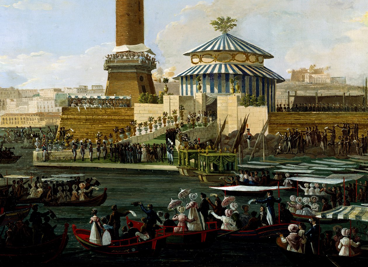 Salvatore Fergola (1799-1874) alapkőletétele a Szeplőtelen Szűz tiszteletére szentelt kápolnához, köszönetképpen a királynak Agesilao Milano támadása elől való szökéséért. alkotó: Salvatore Fergola