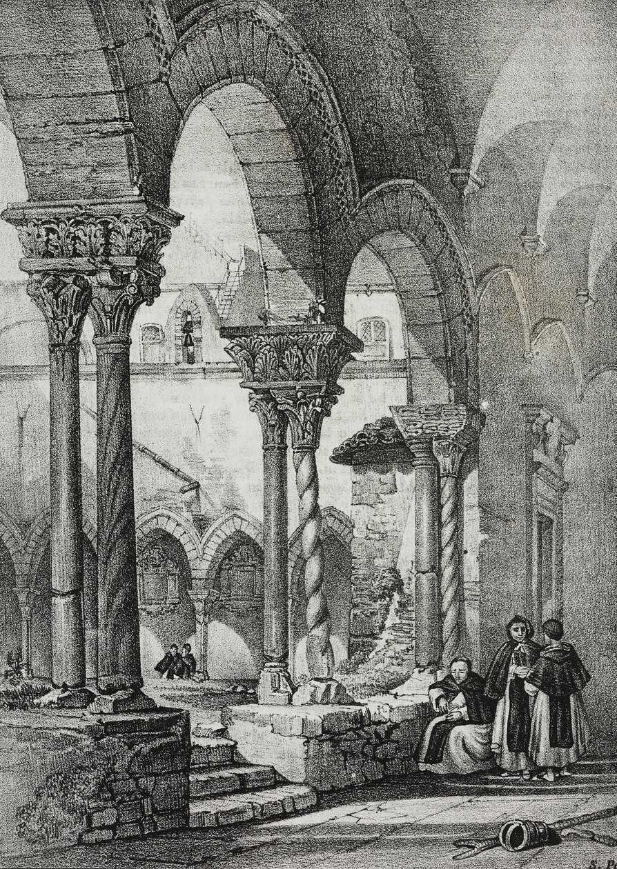 Szent Domonkos templom kolostora, Palermo, Salvatore Puglia litográfiája a Poliorama Pittoresco-ból, n. 11, október 23. alkotó: Salvatore Puglia