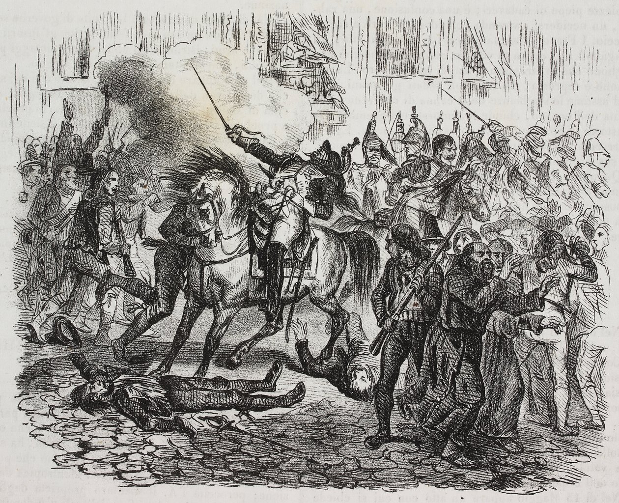Madridi felkelés, Salvatore Puglia litográfiája Napóleon történetéből, Cesare Malpica (1804-1848) a Poliorama Pittoresco-ból, 47. szám, július 1. alkotó: Salvatore Puglia