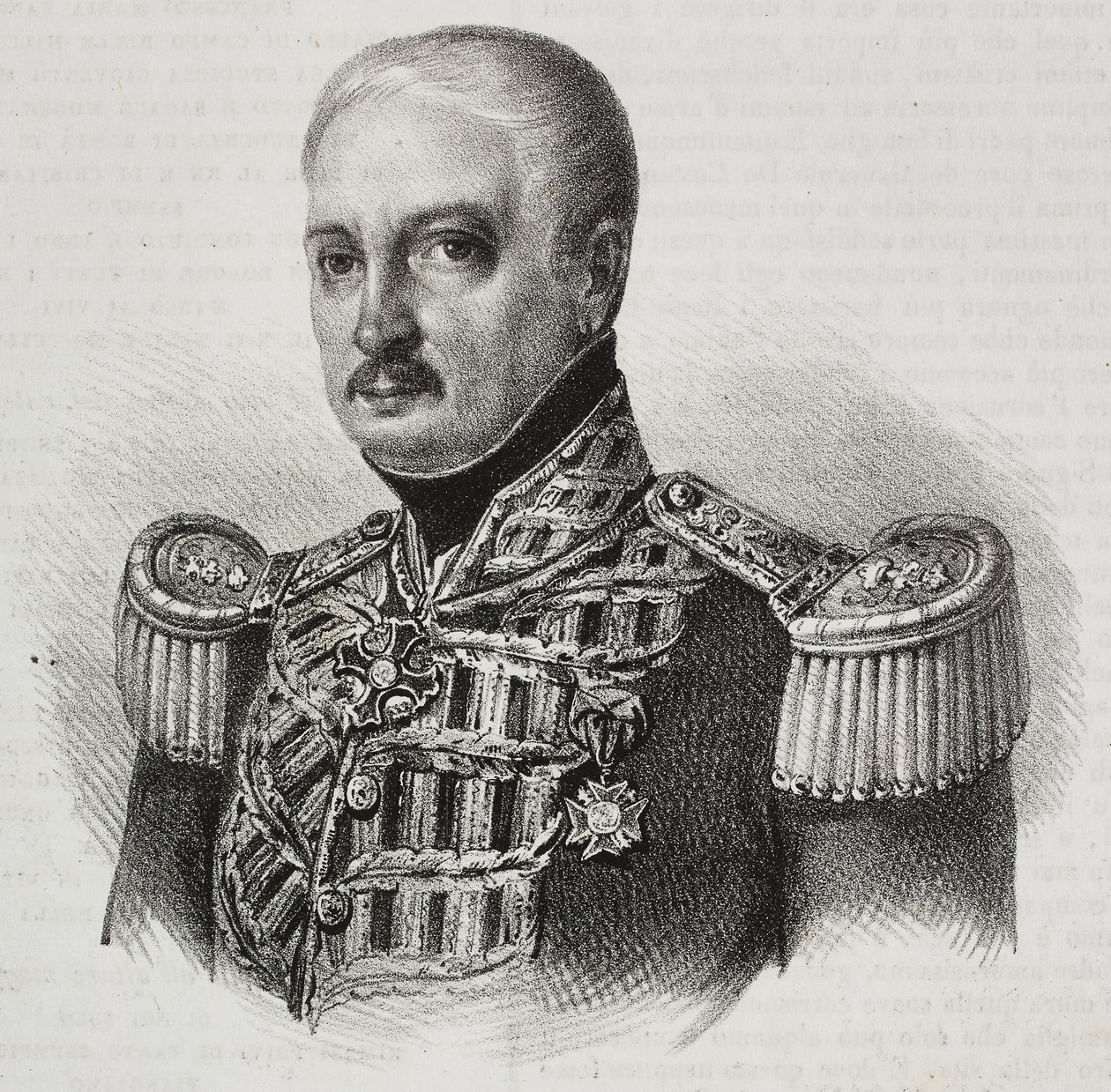 Francesco Maria Tanchi marsall (1773-1843) portréja, Salvatore Puglia litográfiája a Poliorama Pittorescoból, 46. szám, június 24. alkotó: Salvatore Puglia