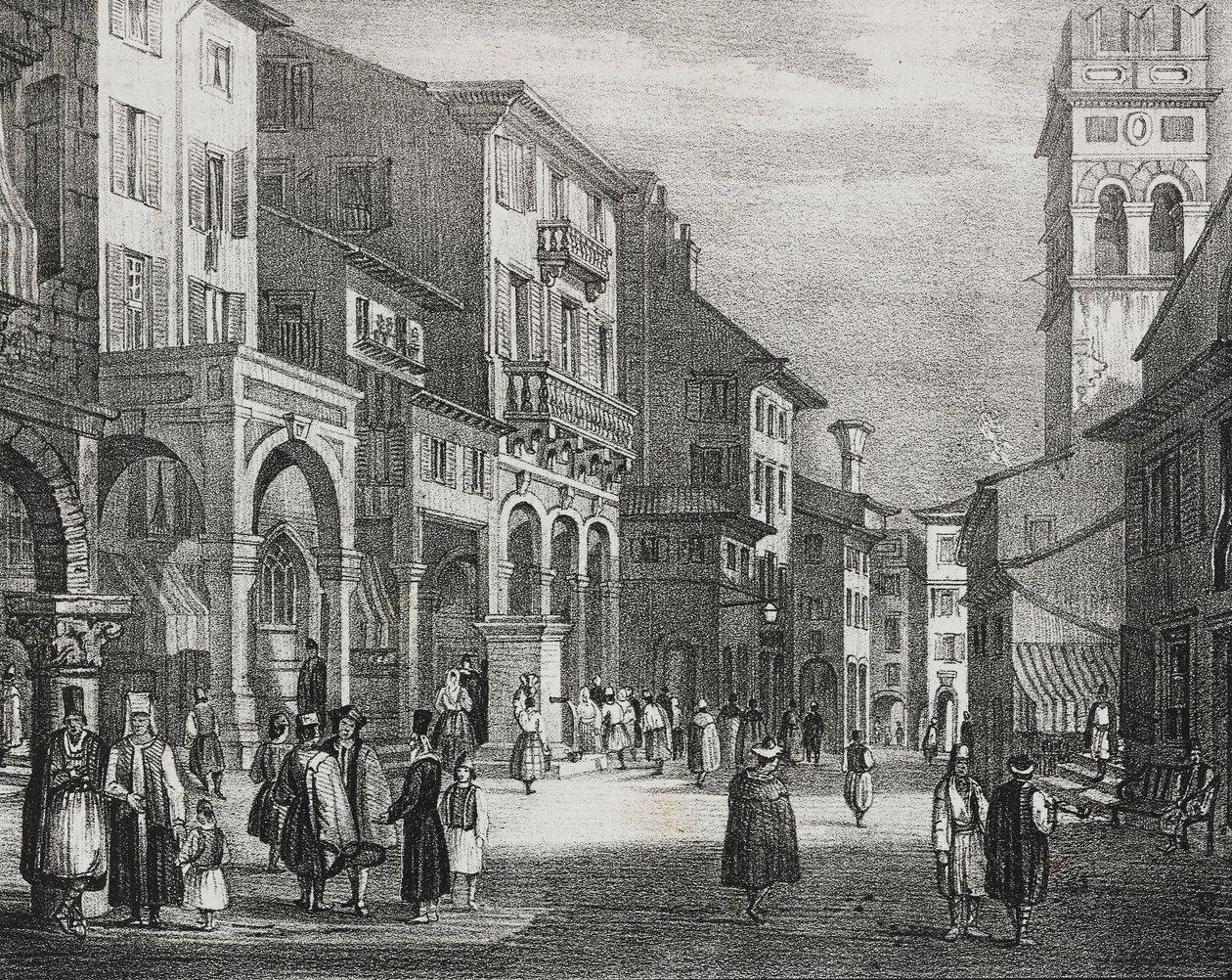 Royal Road, Korfu, Görögország, Salvatore Puglia litográfiája a Poliorama Pittorescoból, n. 23, január 11. alkotó: Salvatore Puglia