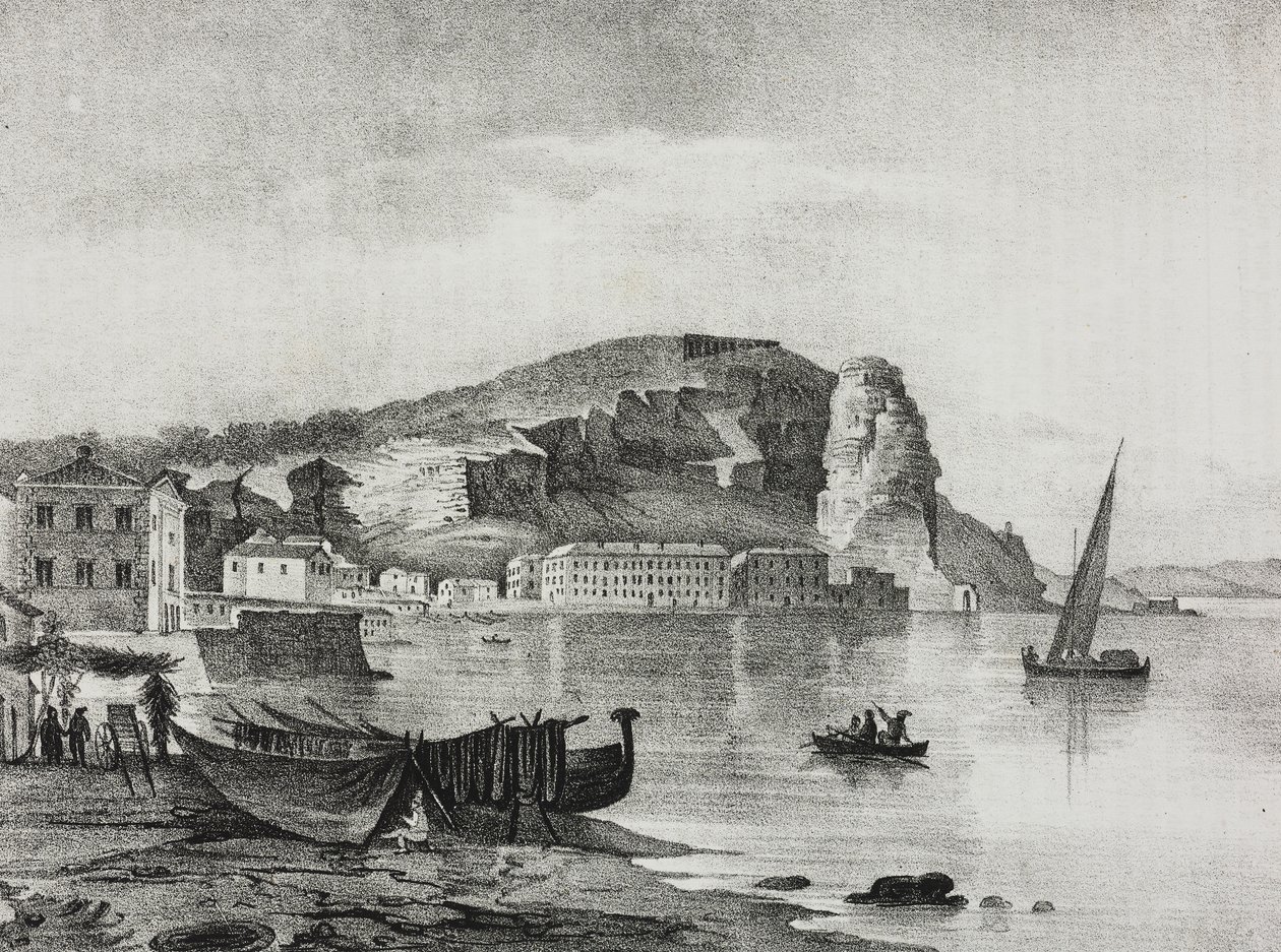 Terracina, Lazio, Olaszország, Salvatore Puglia litográfiája a Poliorama Pittorescoból, n. 22, január 8. alkotó: Salvatore Puglia