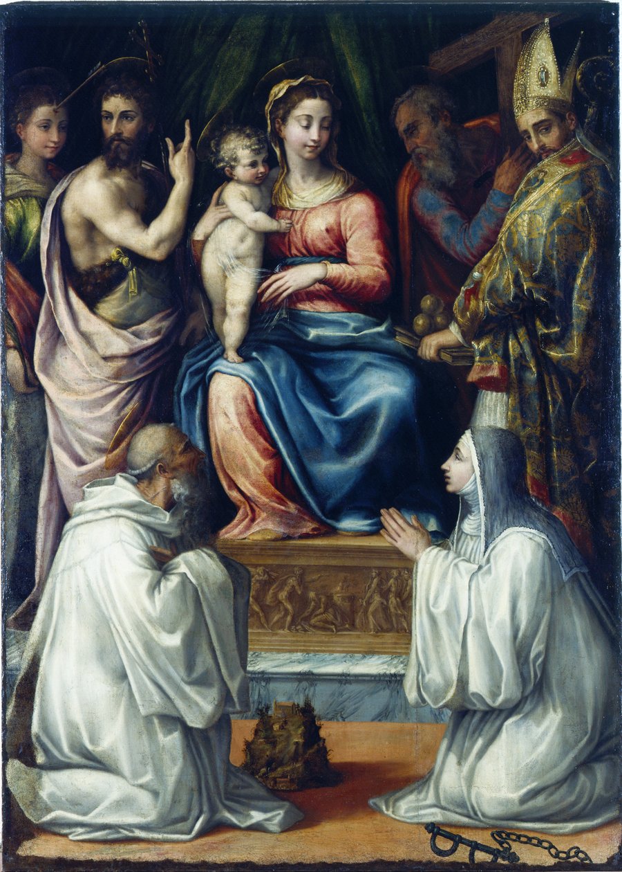 A Szűz bolsenai Szent Krisztinával, Keresztelő Jánossal, Fülöppel, Miklóssal…, 1540. alkotó: Salviati