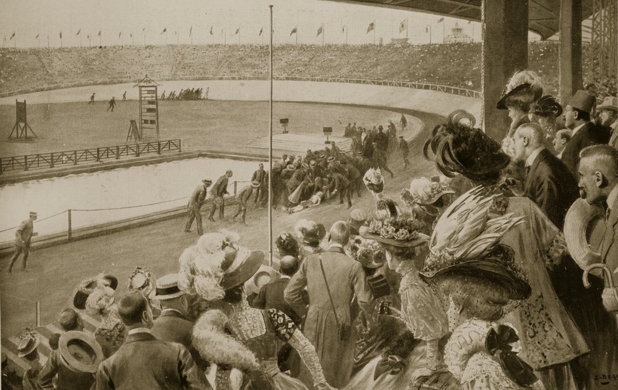 A maratoni verseny célpontja, az olimpiai játékok, 1908 alkotó: Samuel Begg