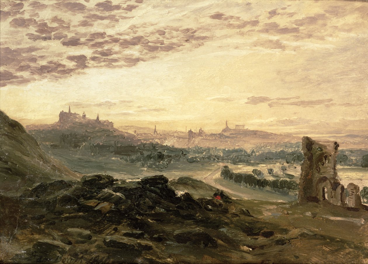 Panorámás kilátás Edinburghra alkotó: Samuel Bough