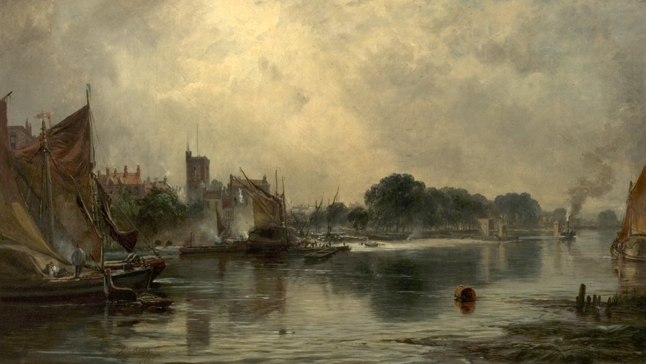 A Temze Chiswickben, Londonban, 1865 alkotó: Samuel Bough
