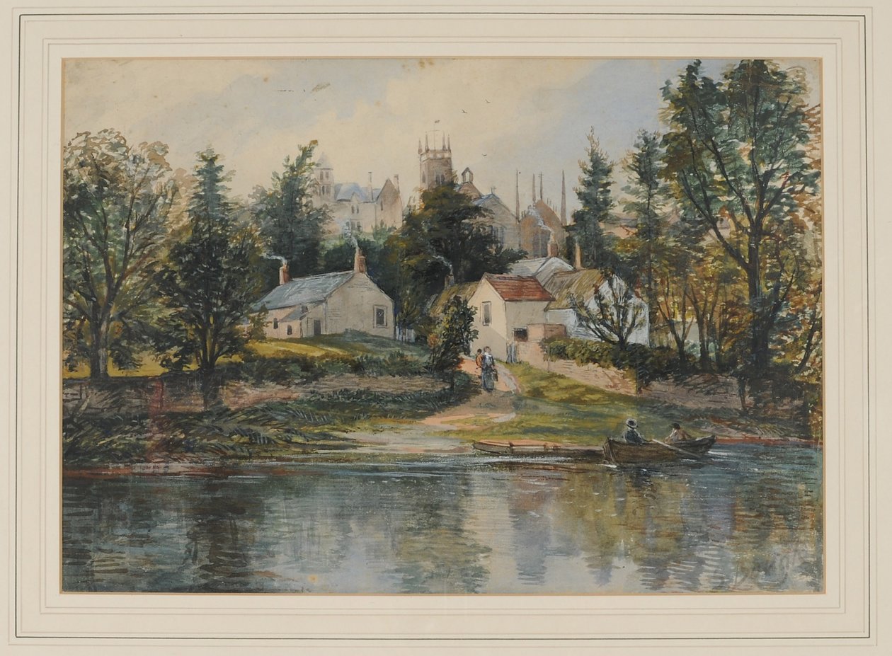Wetheral Ferry, 1840-43 (wc papíron) alkotó: Samuel Bough
