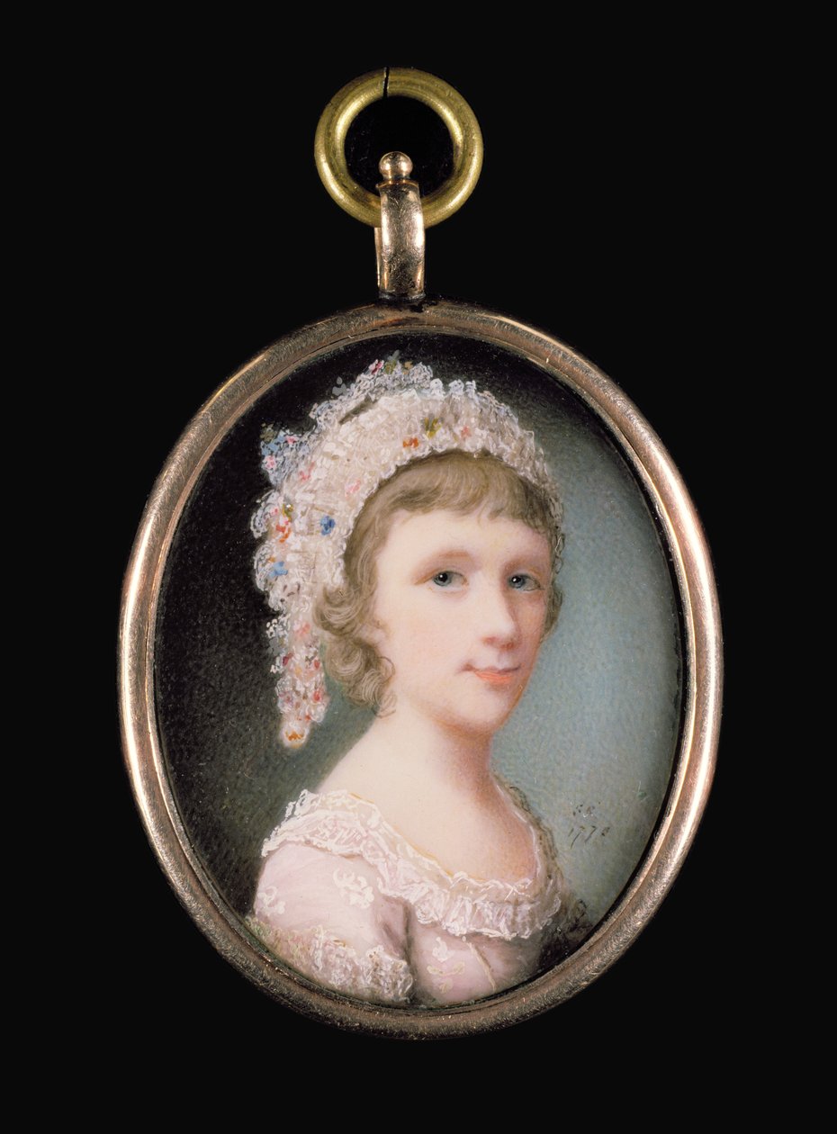 Egy fiatal lány, 1775 (wc pergamenre) alkotó: Samuel Cotes