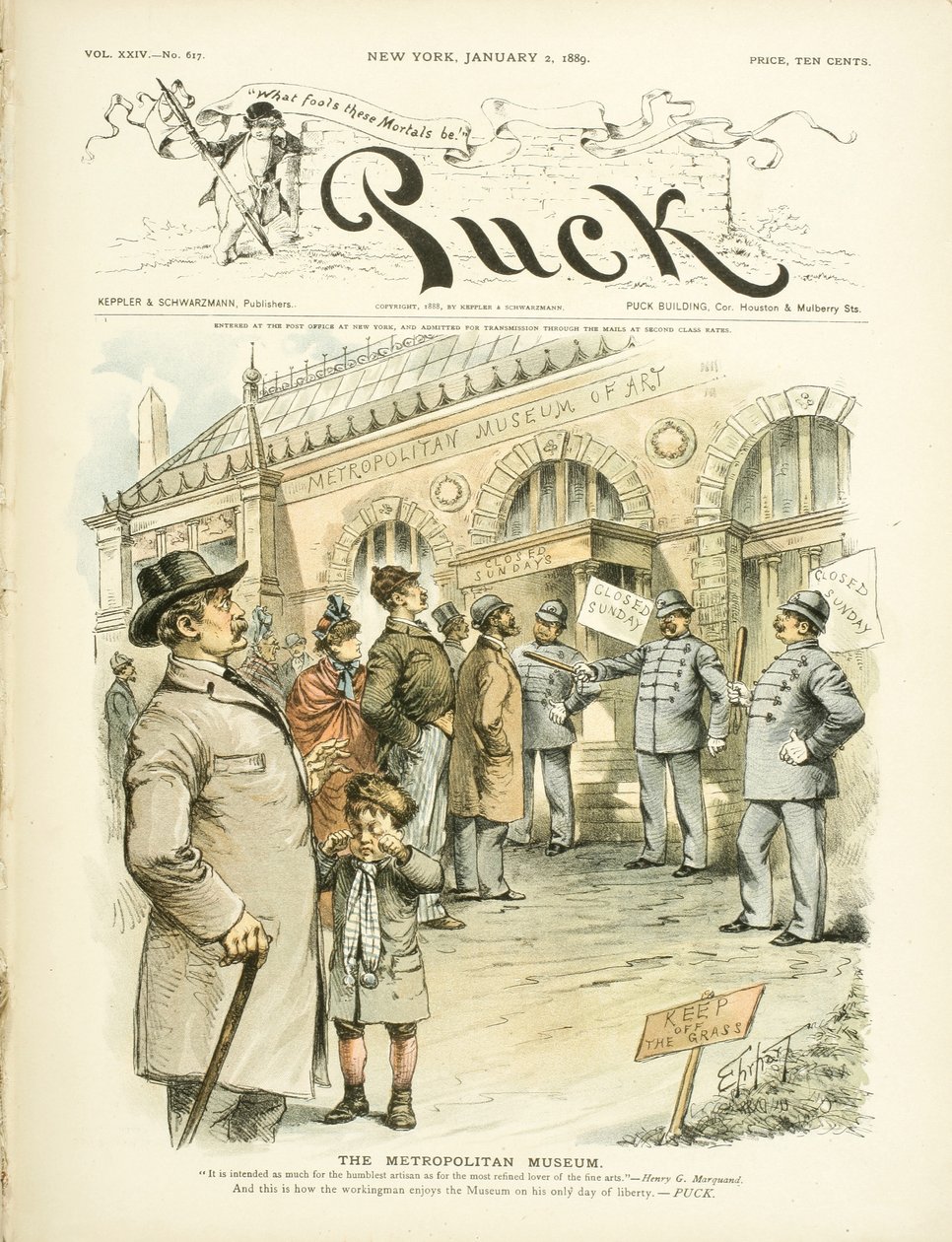 A Metropolitan Museum of Art, ...és így élvezi a munkás a múzeumot..., 1889 alkotó: Samuel D. Ehrhart