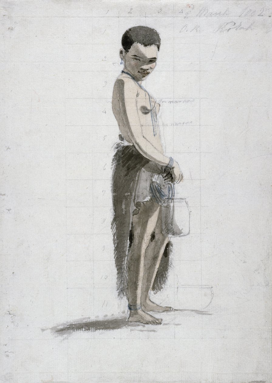 Korah Girl with a Jar, 1802 (wc és grafit papíron) alkotó: Samuel Daniell
