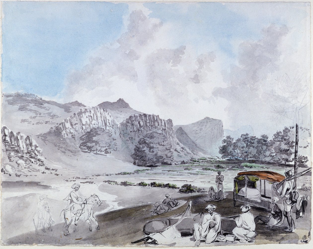 Indiában, márciusban (wc, toll és tinta papíron) alkotó: Samuel Davis