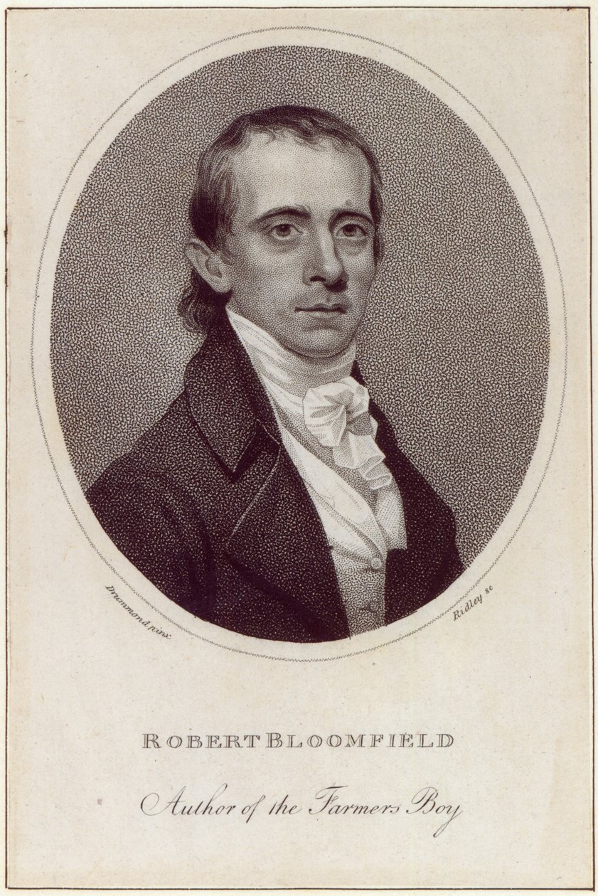 Robert Bloomfield, William Ridley metszete, megjelent a "Monthly Mirror"-ban, 1800 alkotó: Samuel Drummond