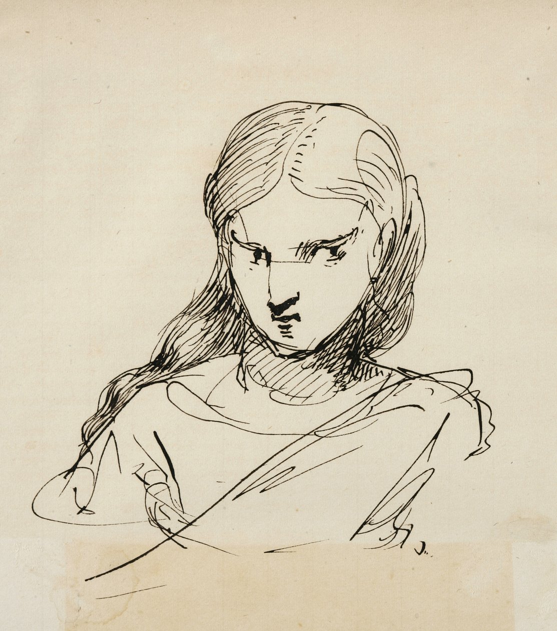 Vázlat a női mellszoborról, 1840 (toll és sötétbarna tinta krémszínű papíron) alkotó: Samuel Finley Breese Morse