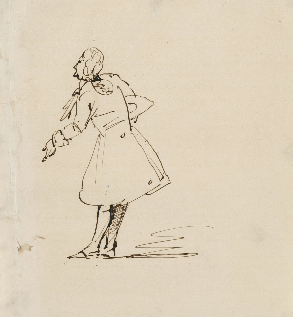 Vázlat a meghajló emberről, 1840-42 (toll és sötétbarna tinta krémszőtt papíron) alkotó: Samuel Finley Breese Morse