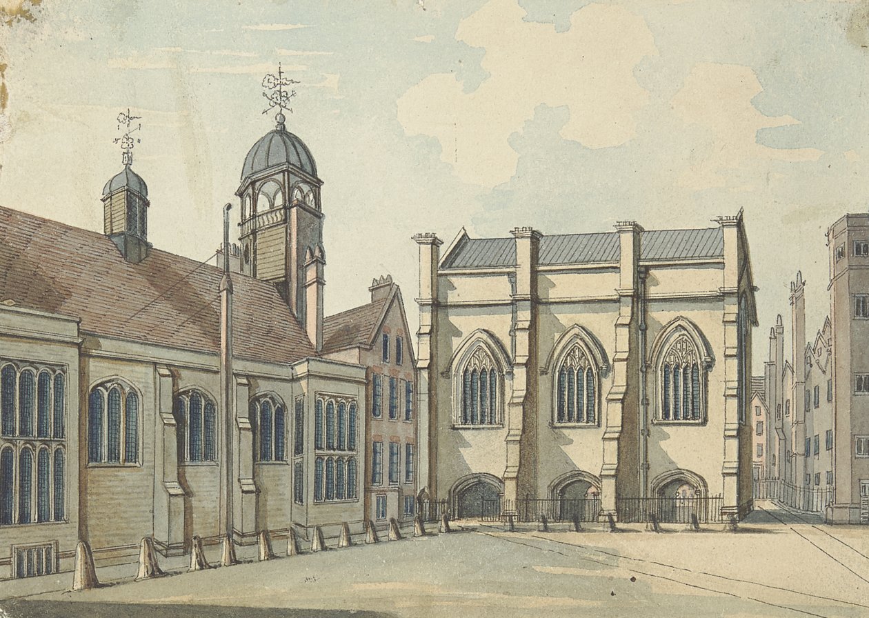 Lincolns Inn Hall és Chapel (wc tollal és tintával, grafittal, papíron) alkotó: Samuel Ireland