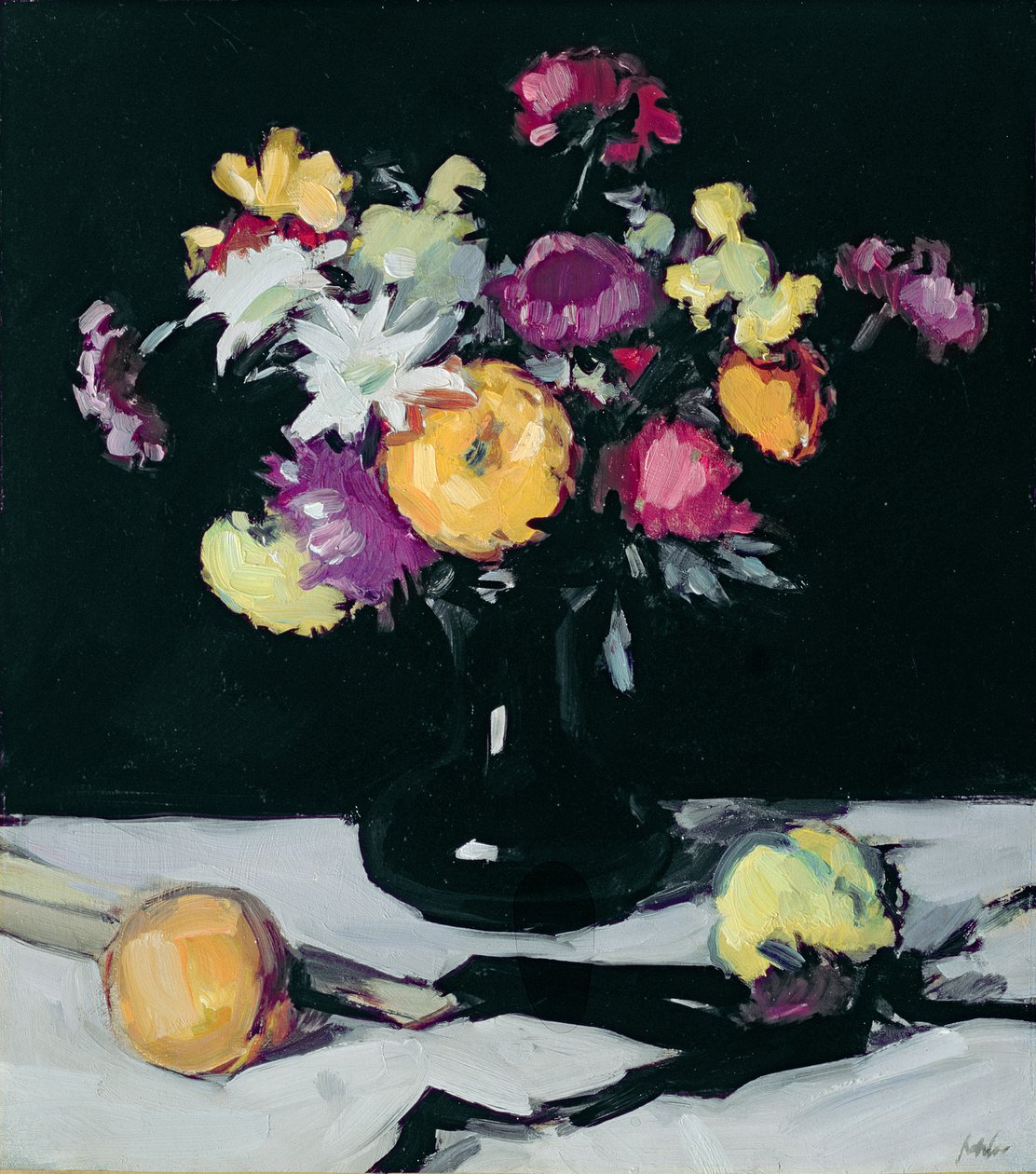 Csendélet krizantémokkal fekete ellen, 1912 körül alkotó: Samuel John Peploe