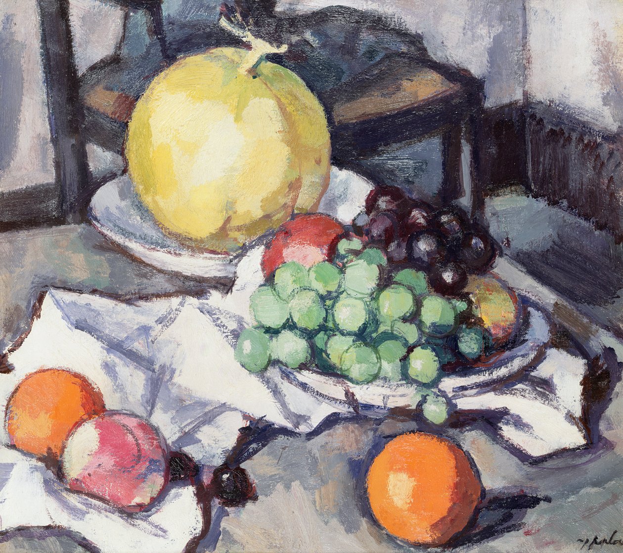 Csendélet dinnyével és szőlővel alkotó: Samuel John Peploe