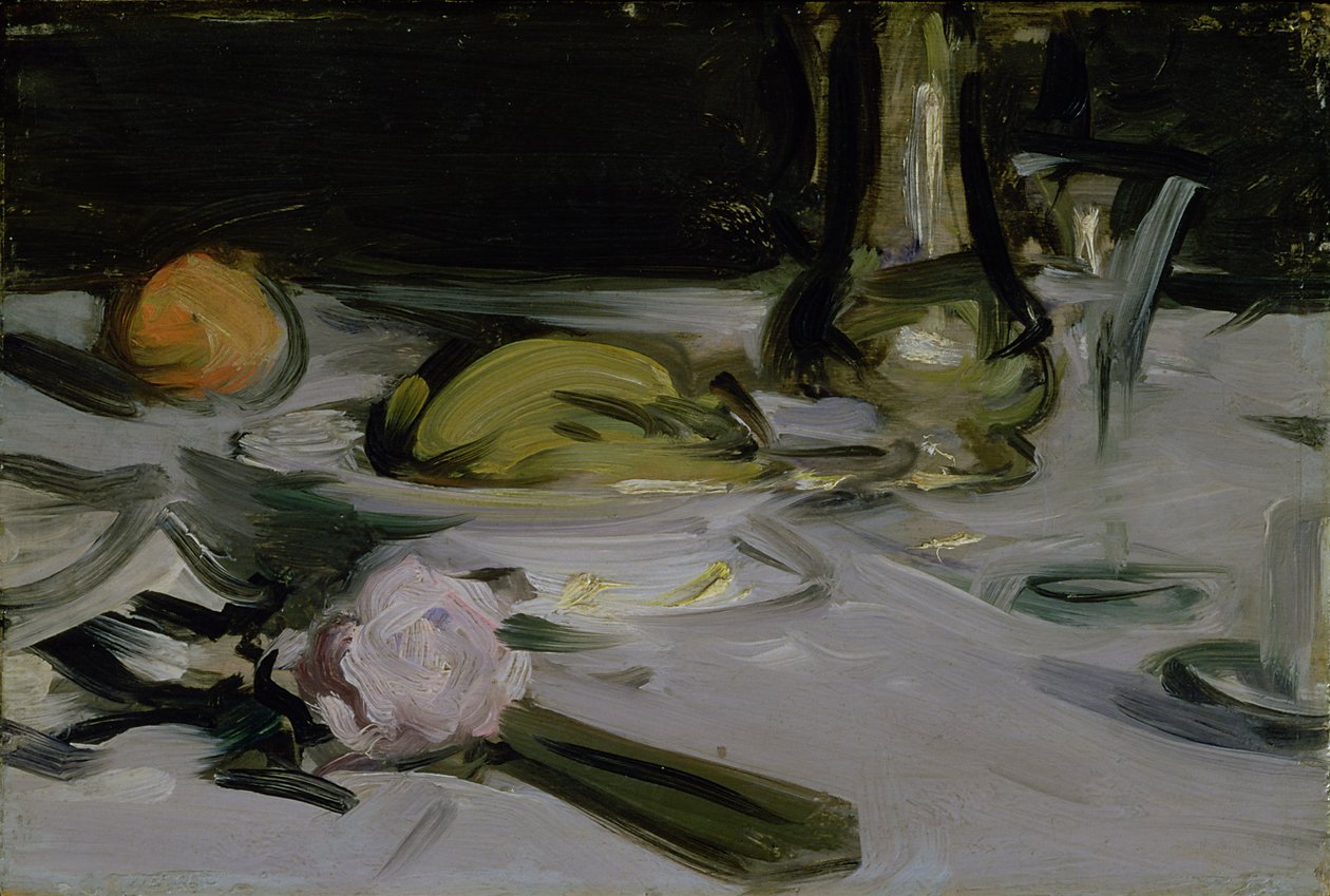 Csendélet kávéskannával és ventilátorral alkotó: Samuel John Peploe