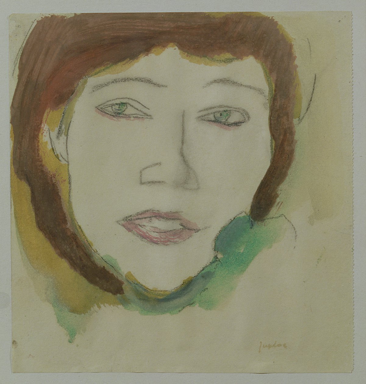 The Artists Wife, Margaret, 1906 körül (ceruza és olaj, papír) alkotó: Samuel John Peploe