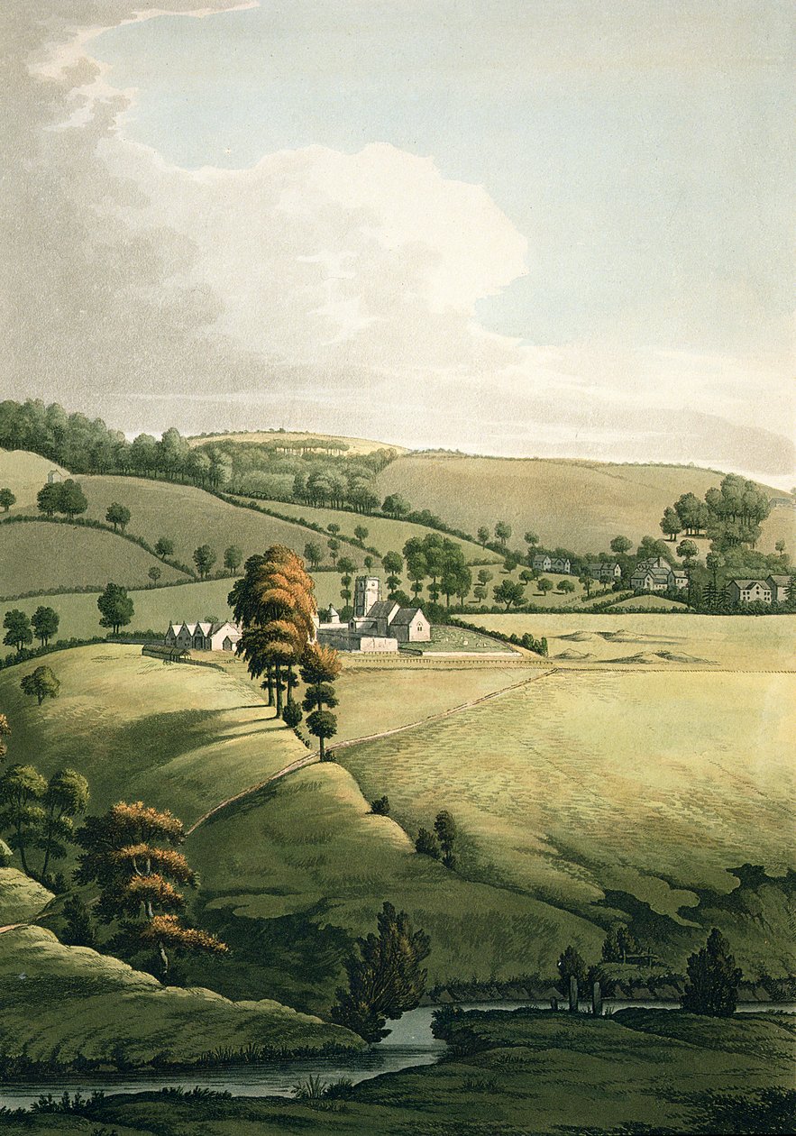 Tábla az "An Account of the Remains of a Roman Villa Discovered at Woodchester in the County of Gloucestershire" (kézi színezett metszet) című könyvből. alkotó: Samuel Lysons