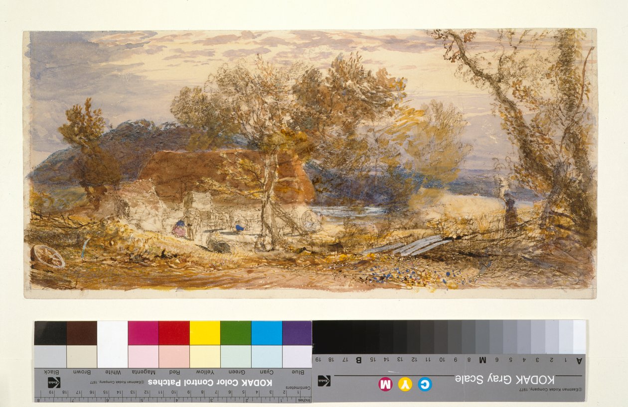 Egy farm Kentben, 1826-32 körül (barna és kék kréták és WC) alkotó: Samuel Palmer
