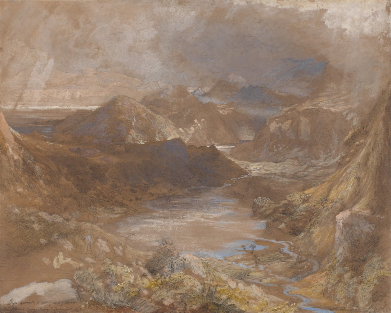 Llwyngwynedd és Llyn-y-ddina része Capel Curig és Beddegelert között, Észak-Wales alkotó: Samuel Palmer