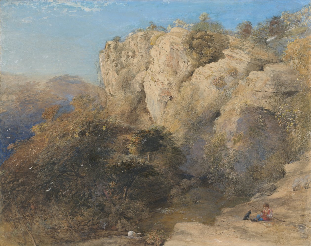 Sziklás táj Walesben alkotó: Samuel Palmer