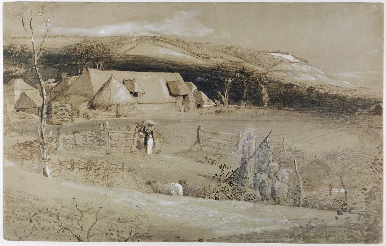 A látomás völgye (ecset, tusmosás, testszín és grafit papíron) alkotó: Samuel Palmer