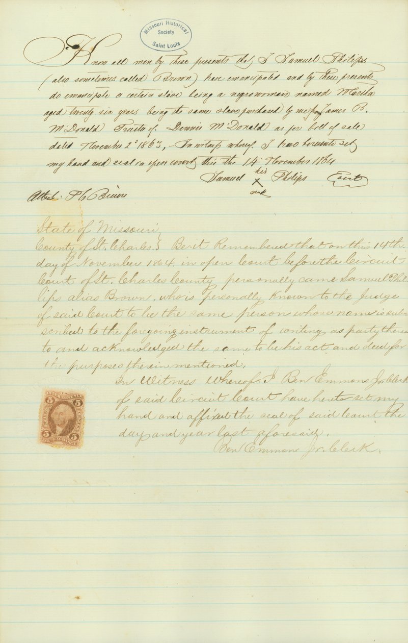 Emancipált és megszabadítja Martha -t Samuel Phillips szolgálata alól alkotó: Samuel Philips