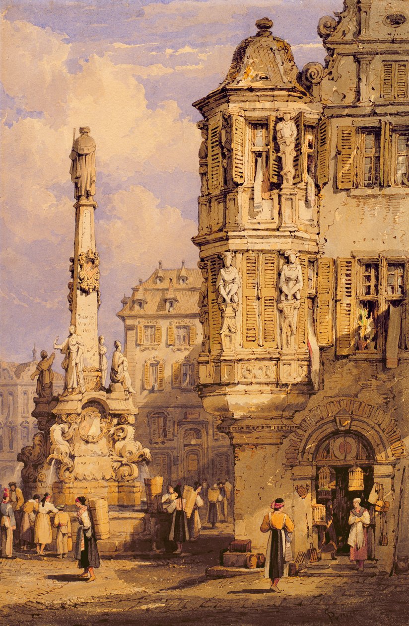 A piactér, Wurzburg, Bajorország alkotó: Samuel Prout