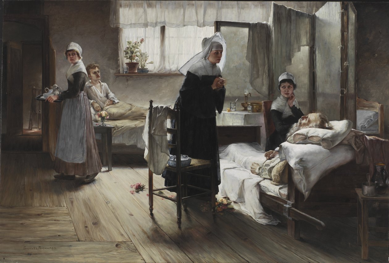 Evangeline felfedezi a rokonát a kórházban, 1887-89 alkotó: Samuel Richards