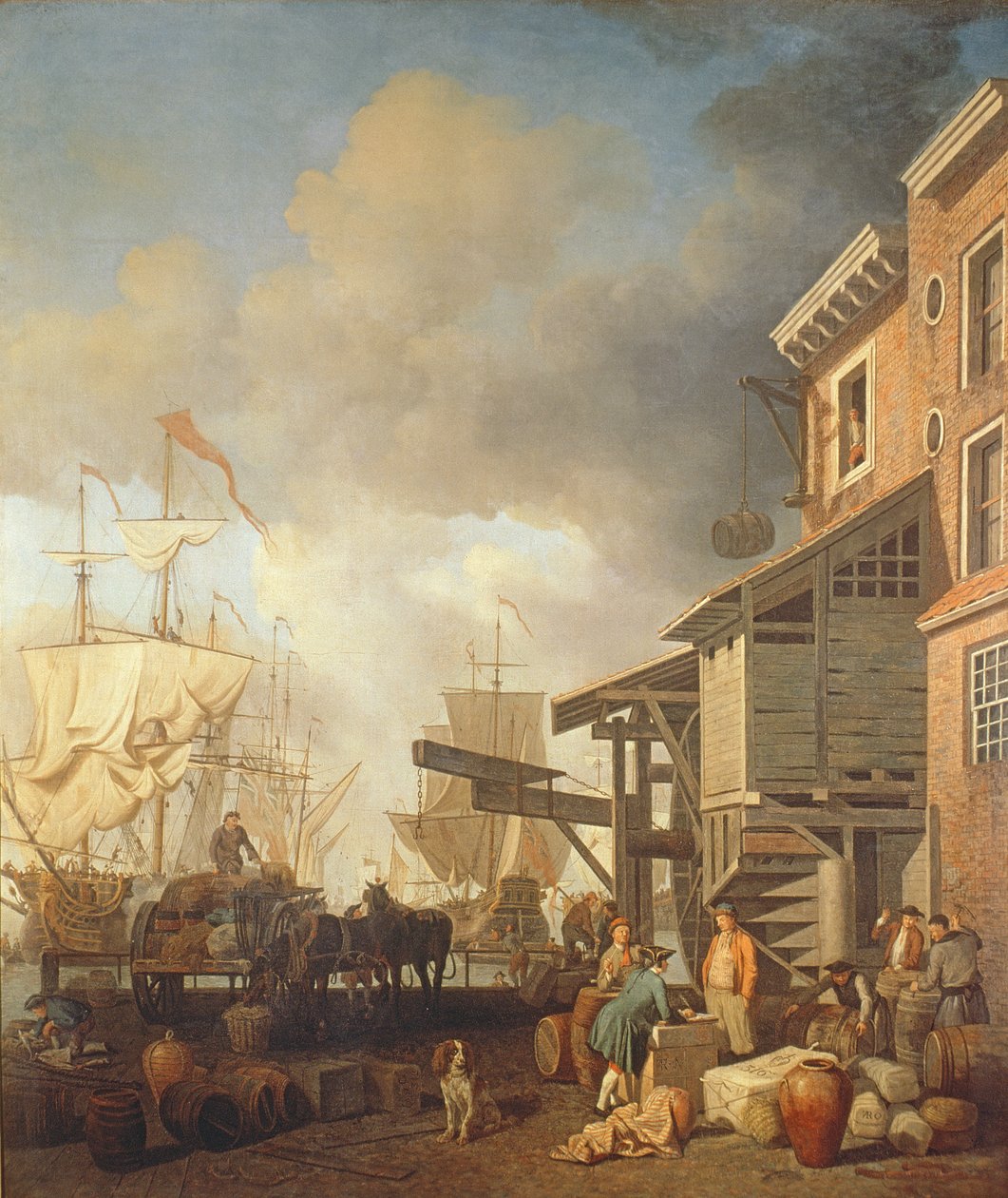 A Thames Wharf, 1750 körül alkotó: Samuel Scott