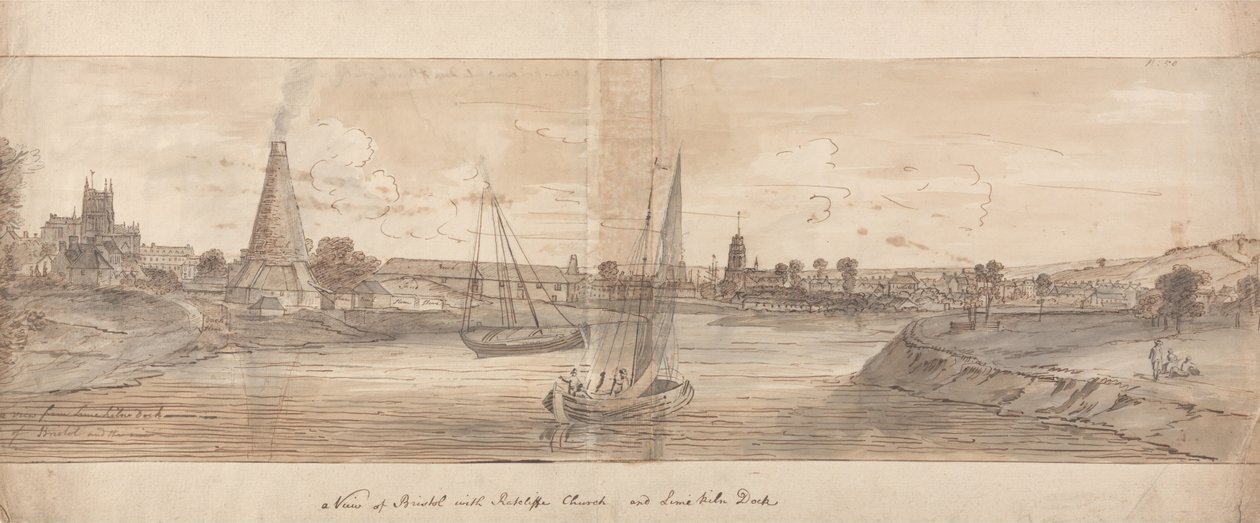Kilátás Bristolra a Ratcliffe templommal és a Lime Kiln dokkolóval alkotó: Samuel Scott