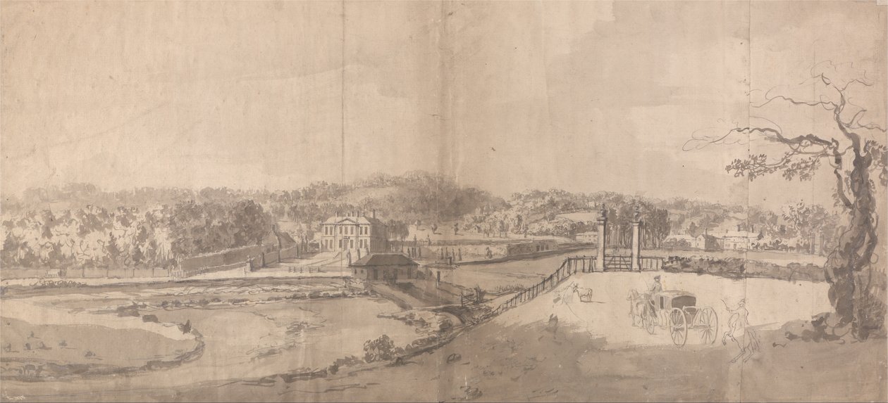 Kilátás a Yorkshire -i Eshott Hall birtokára alkotó: Samuel Scott