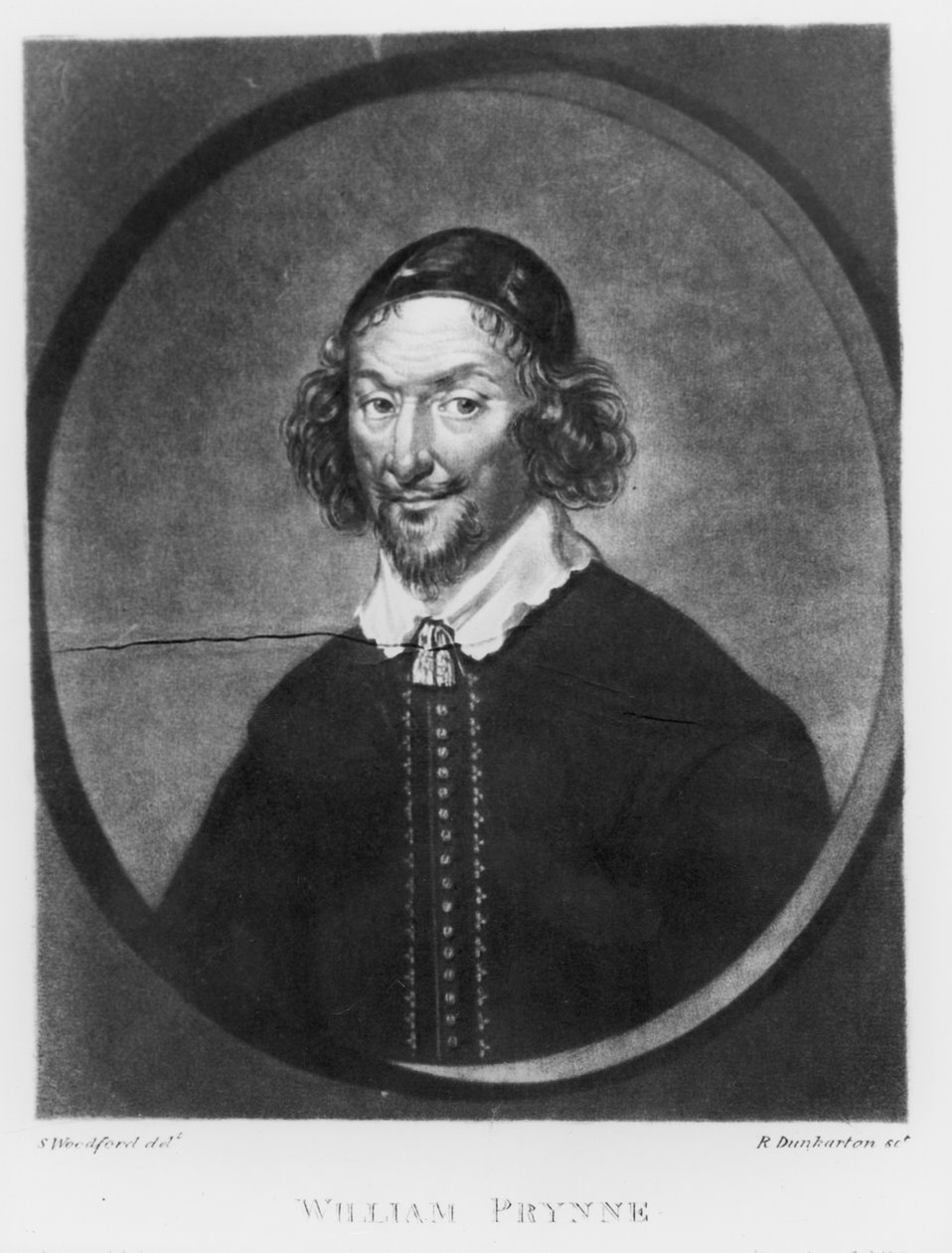 William Prynne (1600-69) illusztrációja a „A brit történelemben kiemelkedő karakterek portréiból”, amelyet Robert Dunkarton (1744-1817 körül) metszett (mezzotint) alkotó: Samuel Woodforde