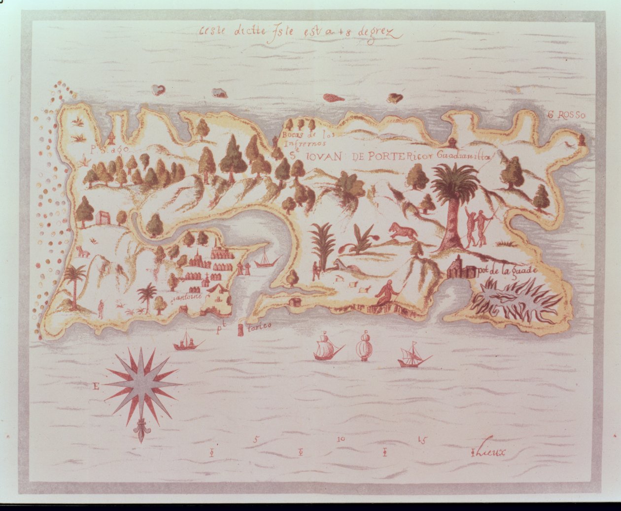 Puerto Rico szigetének térképe, 1599 alkotó: Samuel de Champlain