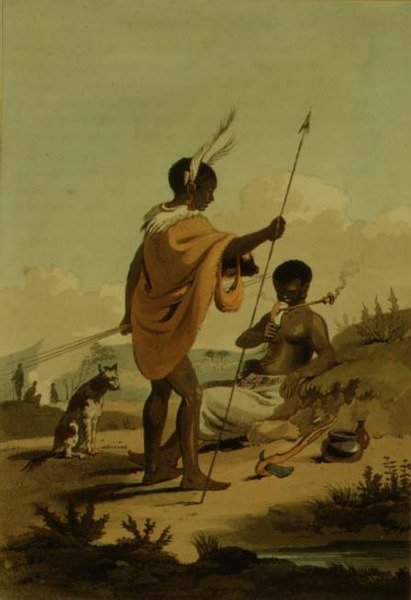 Bushooana férfi és nő, John Barrow (1764-1848) „A Voyage to Cochinchina” című művének 19. táblája, William Alexander (1767-1816) rajza, Thomas Medland (1755-1823) metszete, 1806 (akvatinta) alkotó: Samuel (after) Daniell