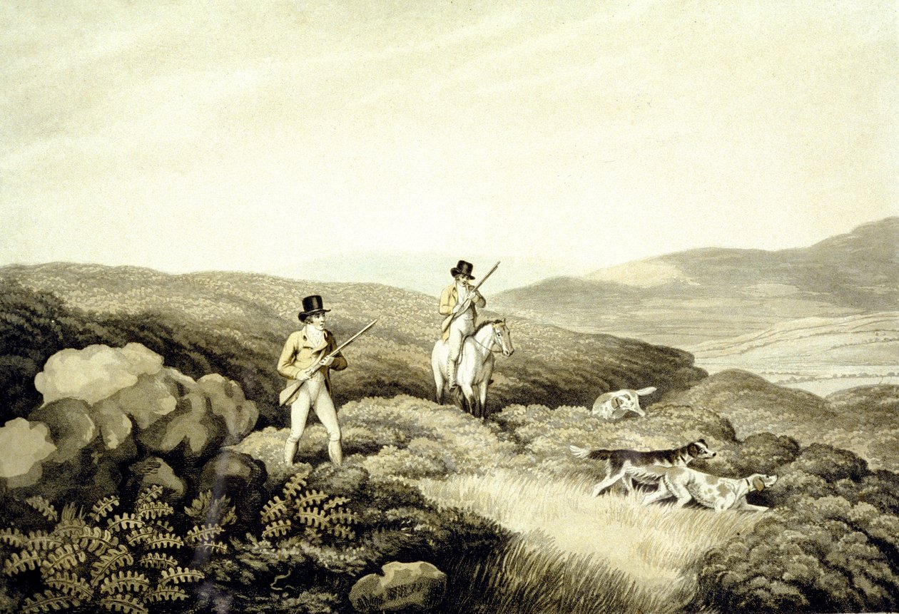 Grouse Shooting, az „Ormes Collection of British Fieldsports”-ból, J. Godby és H. Merke metszet alkotó: Samuel (after) Howitt