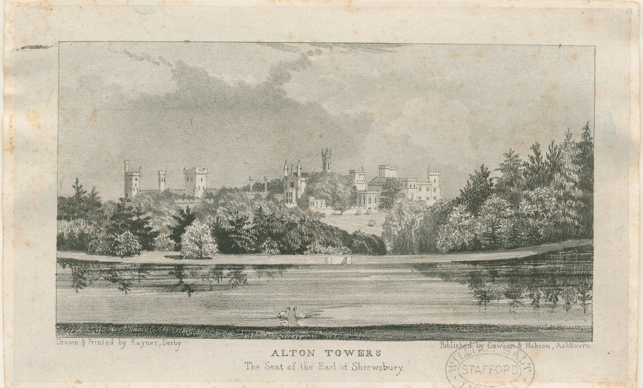 Alton „Abbey” (ma Alton Towers): litográfia, nd [1839 körül] (nyomtatott) alkotó: Samuel A. Rayner
