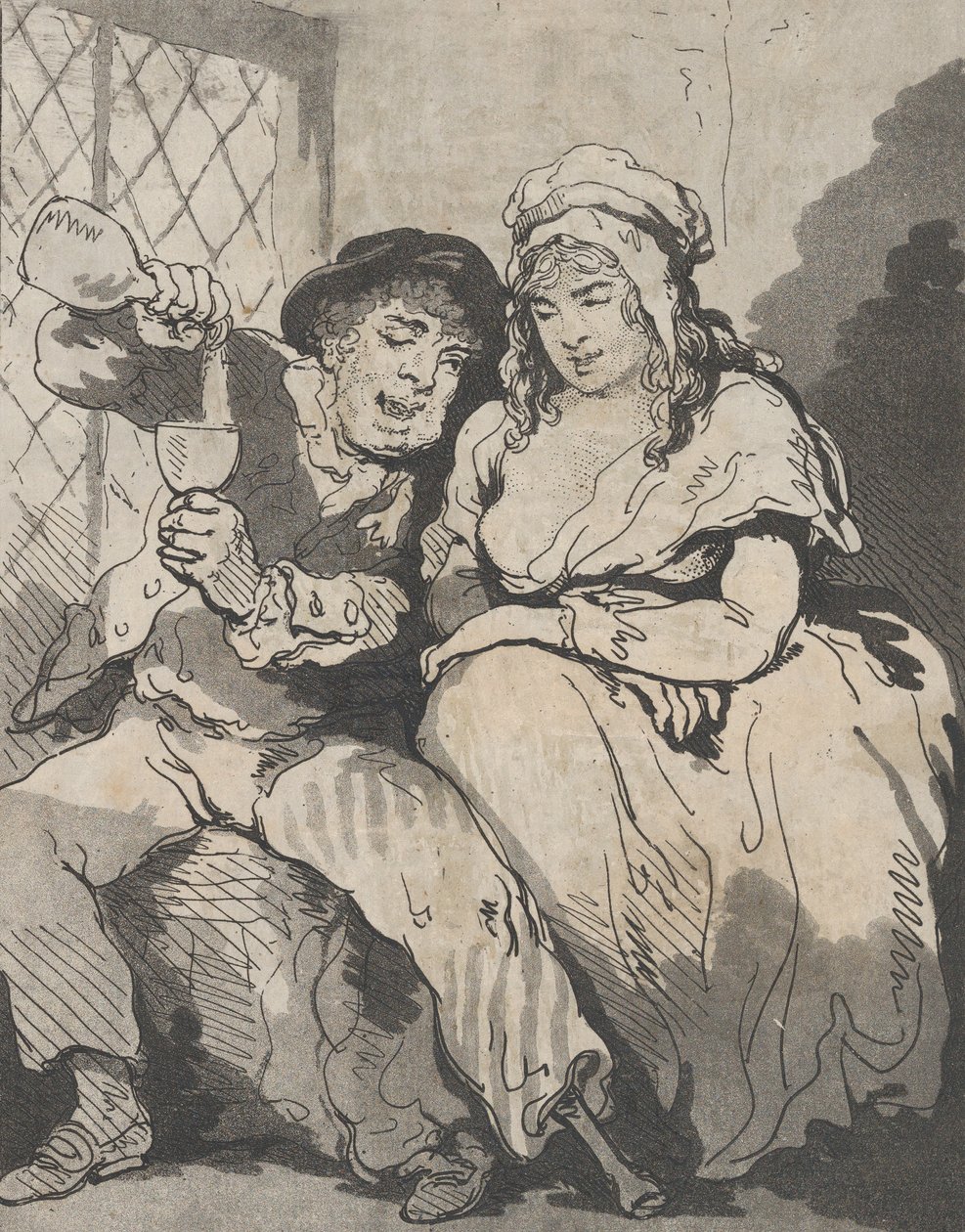 Udvarlás alacsony életben, 1785. december 15. alkotó: Samuel Alken