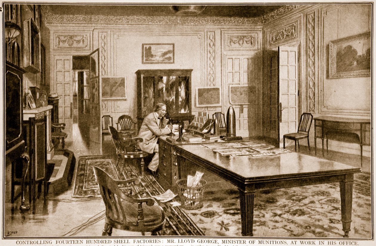 Tizennégyszáz kagylógyár irányítása: Lloyd George úr, hadianyag-miniszter, munka közben, 1914-1919 alkotó: Samuel Begg