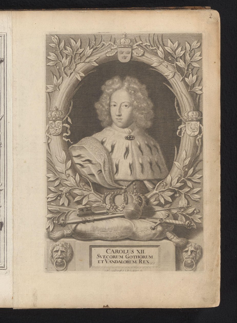 Karel XII van Zweden portréja XII. Károly, a svéd gótok és vandálok királya (cím a tárgyon) Svédország ókori és modern (sorozat címe) alkotó: Samuel Blesendorf