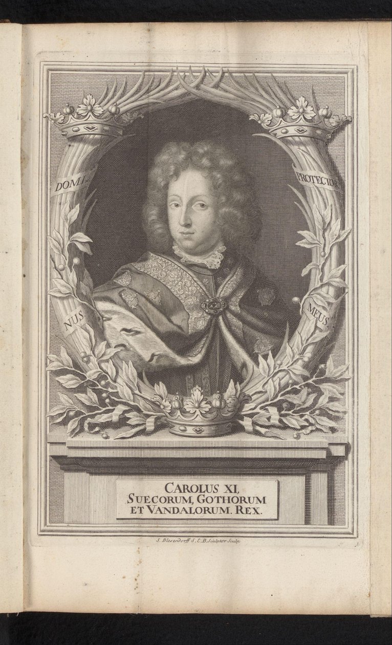 Portré van Karel XI van Zweden XI. Károly, a svéd gótok és vandálok királya (cím a tárgyon) Svédország ókori és modern (sorozat címe) alkotó: Samuel Blesendorf