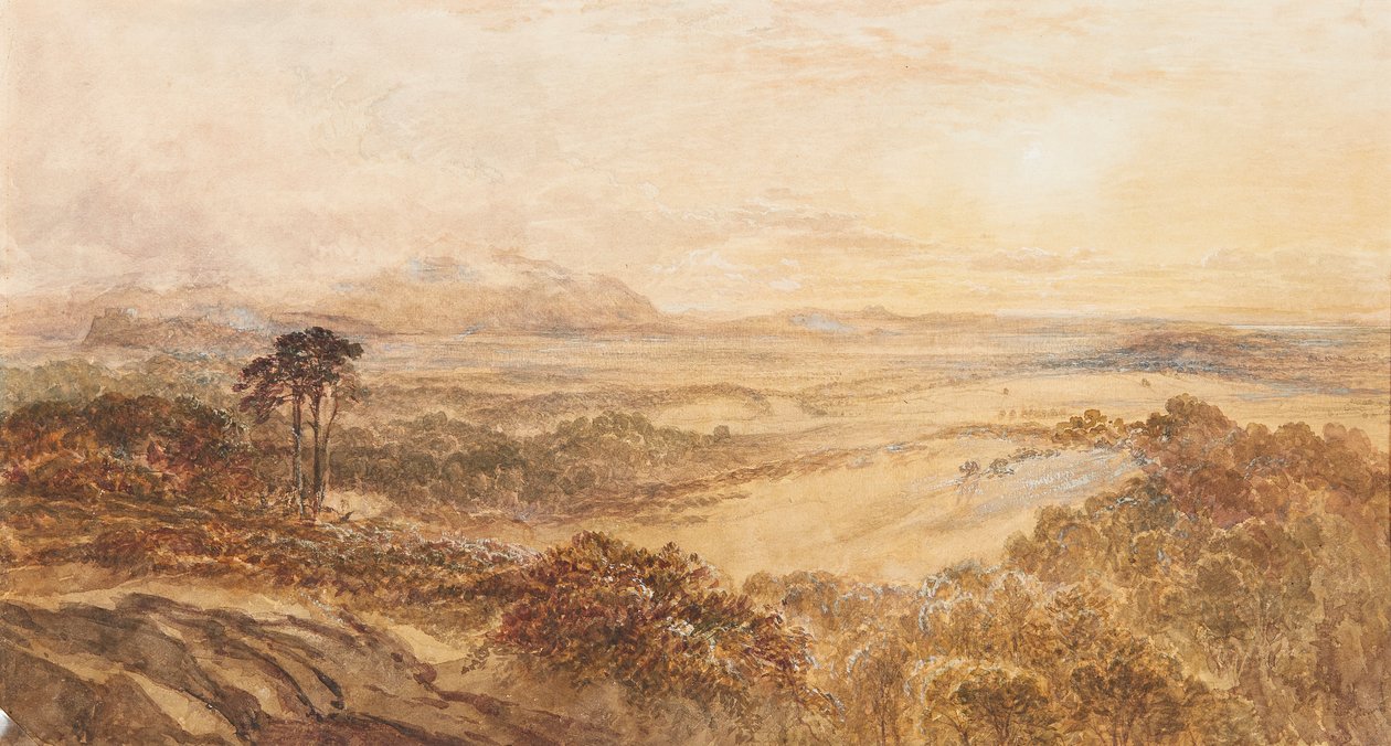 Naplemente északnyugatról Edinburgh felé (akvarell) alkotó: Samuel Bough